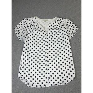 Stitch‎ Fix 41 Hawthorn | White & Black Polka Dot Tulip Sleeve Blouse XS